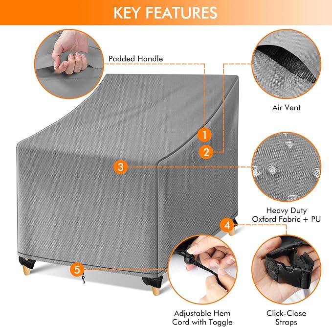 WLEAFJ Outdoor Chair Covers Waterproof, Heavy Duty Wicker Garden Sofa Chair - Image 3