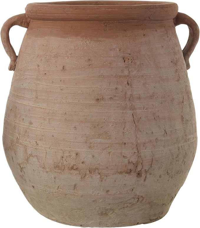 Creative Co-Op Large Orange & Whitewashed Terracotta Urn - Image 3