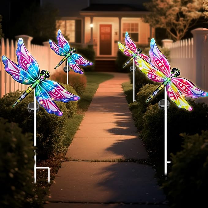 Hexagram Dragonfly Garden Decor, Dragonfly Garden Stakes Set of 2, Gardening - Image 3
