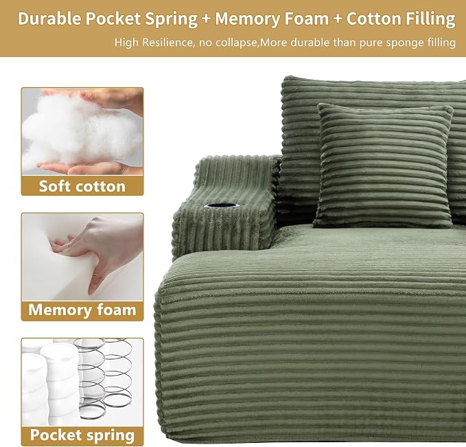 67" Oversized Chaise Lounge Chair Indoor, Soft Boneless Cloud Couch Chair - Image 6