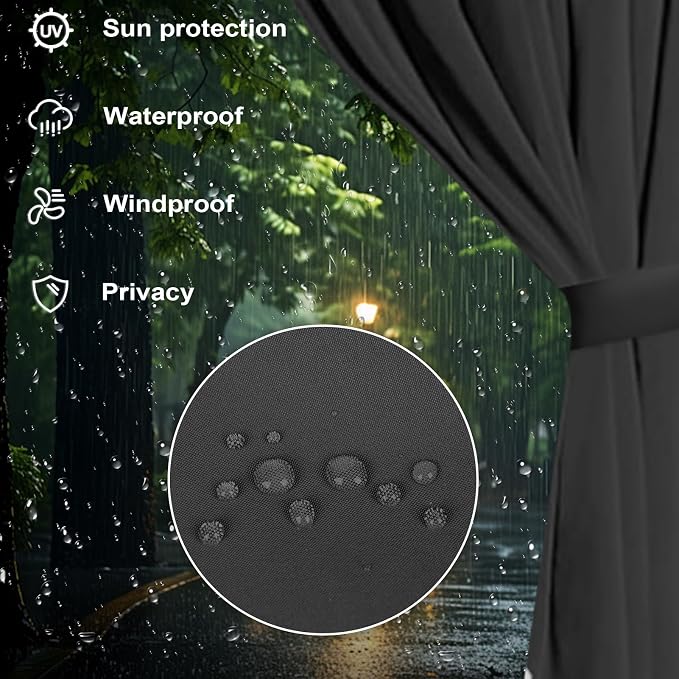 slashome 10'x12' Gazebo Curtains Outdoor Waterproof, Sidewalls - Image 4