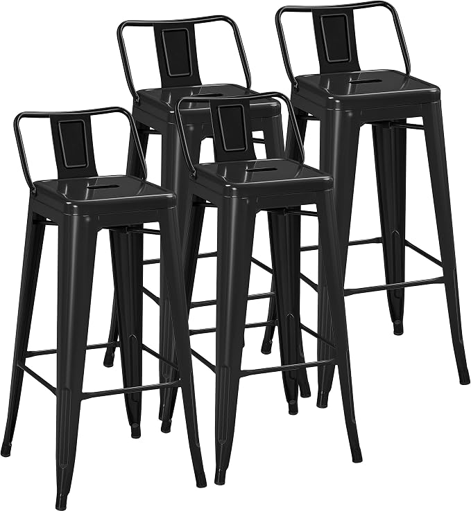 Yaheetech Bar Stools Set of 4, Metal Counter Height Chairs, 30 Inch Industrial by Yaheetech