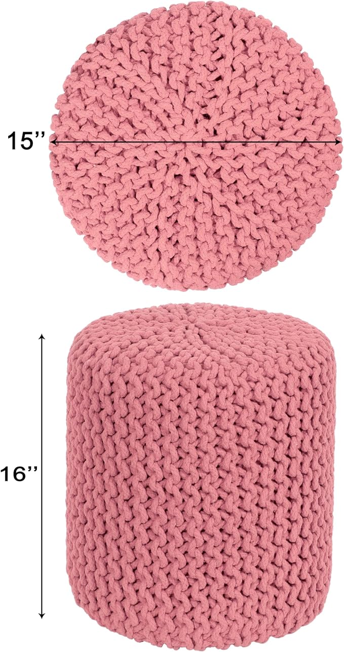 COTTON CRAFT Braided Round Pouf - Image 3