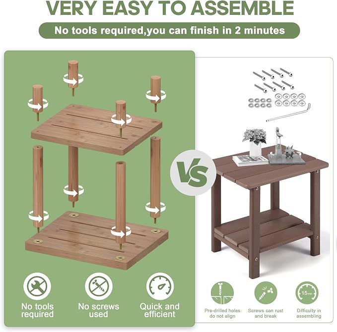 Outdoor Side Table, 2-Tier Small Outdoor Table - Image 4