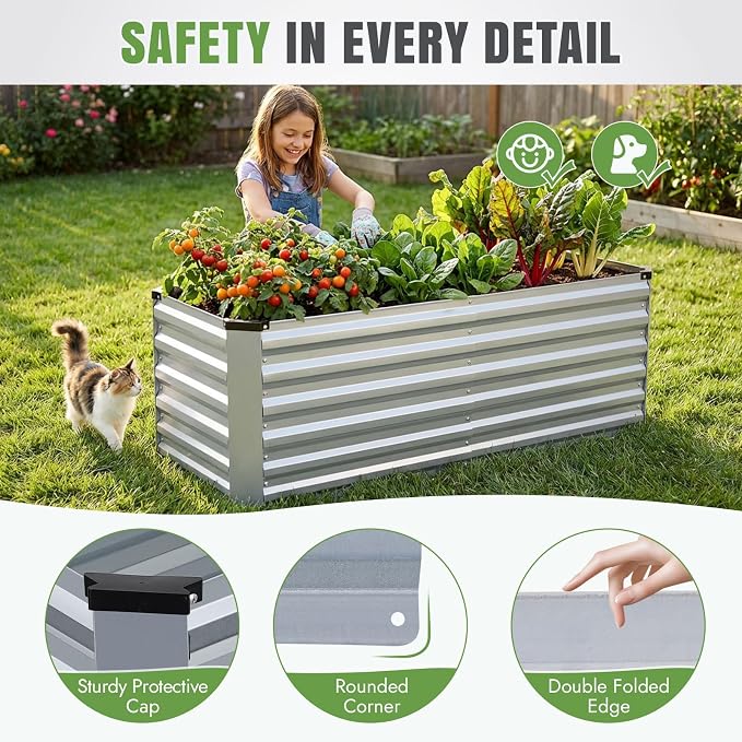 INNO STAGE 4x2x2ft Galvanized Raised Garden Bed, Raised Garden Bed Kit-Metal - Image 4