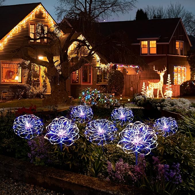 Solar Garden Lights for Outdoor Decor, Waterproof 2 Pack Solar Powered Firework - Image 4