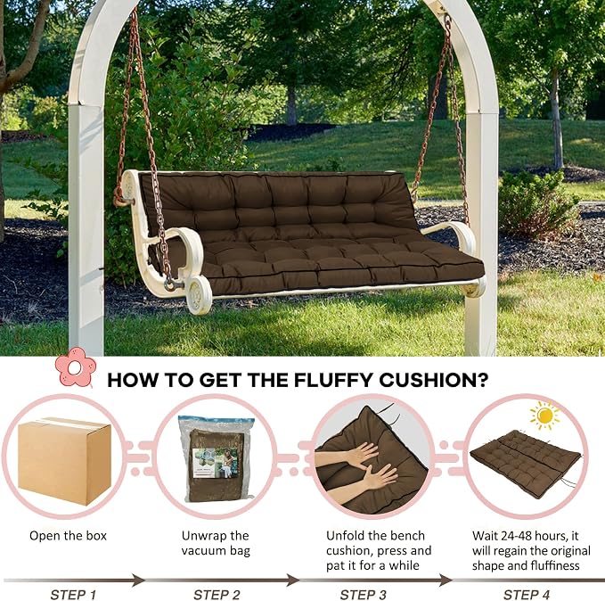 2-3 Seat Swing Replacement Cushion, Outdoor Bench Cushions - Image 6