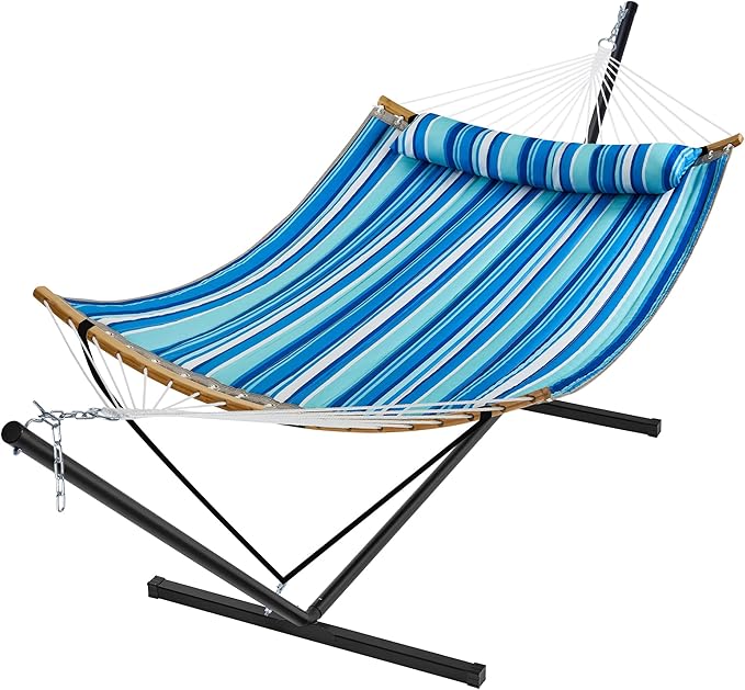 SUPERJARE Hammock with Stand, 2 Person Heavy Duty Hammock with Padded Cotton by SUPERJARE