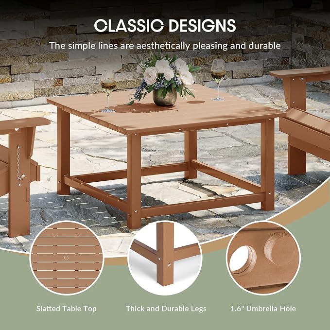 WestinTrends Malibu Low Outdoor HDPE Square Patio Coffee Table - Image 8