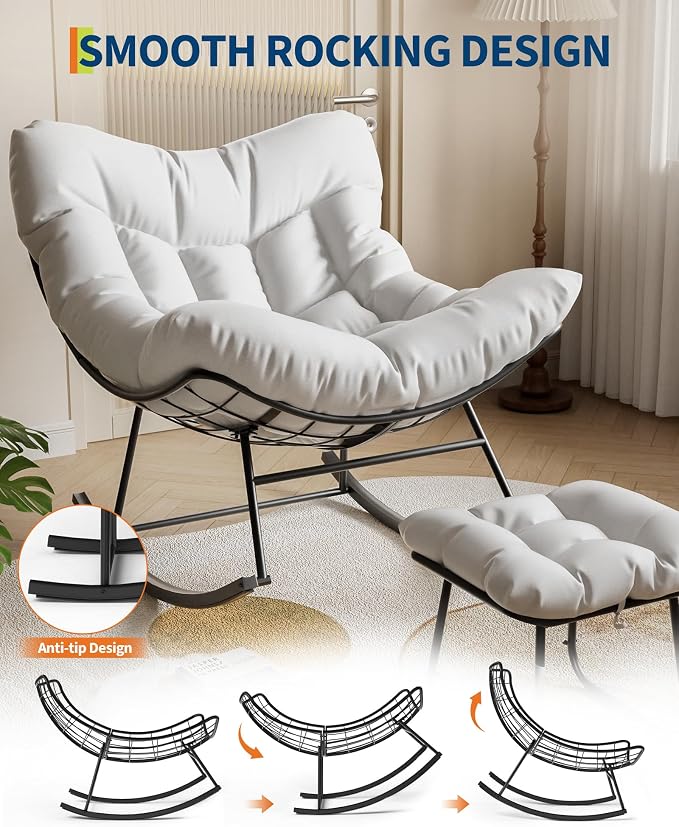 GarveeLife Outdoor Oversized Papasan Rocking Chair - Image 6