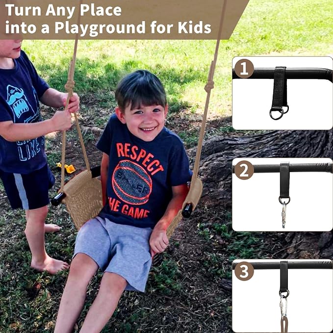 Hi-Na Tree Swing for Kids, Adjustable Toddler Rope Swing Seat - Image 6