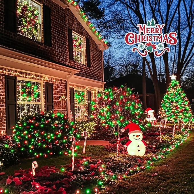 JMEXSUSS 200 LED Red White and Green Christmas Lights Outdoor, 66ft String - Image 7