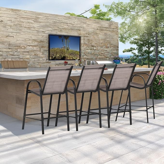 HOMREST Patio Bar Set of 4, Outdoor Bar Height Stools - Image 4