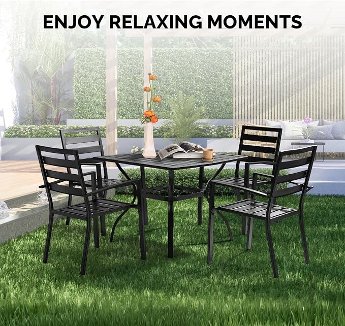 VINGLI 36" Square Patio Table for 4, Metal Outdoor Dining Table - Image 7
