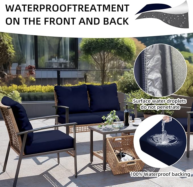 14Pcs Outdoor Cushion Covers, Patio Cushion Covers, Stretch Elastic Slipcovers - Image 4