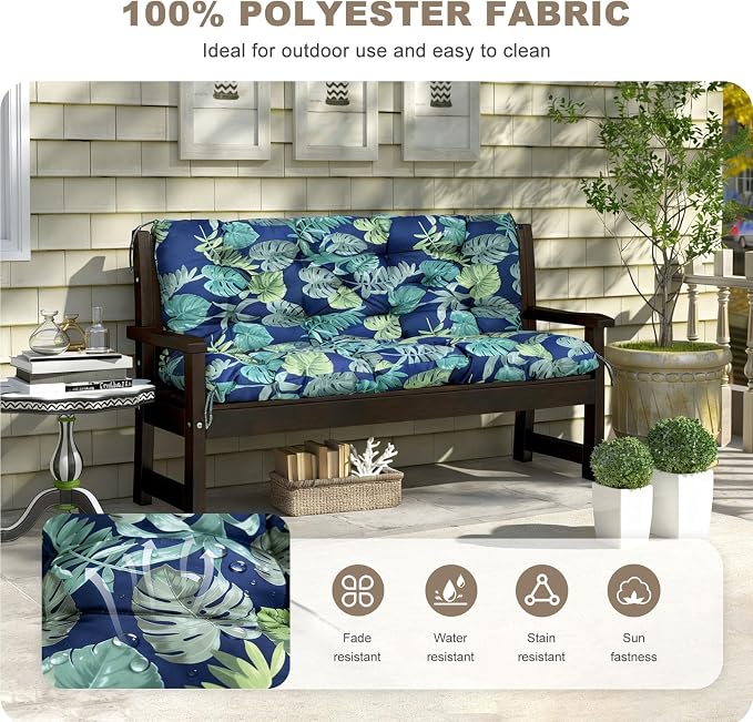 Porch Swing Cushion with Backrest, Waterproof Bench Cushion - Image 2