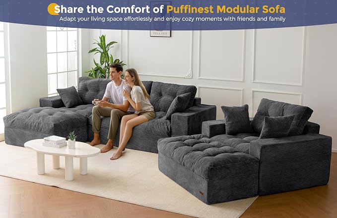 MAXYOYO Sectional Sofa Couch and Chaise Lounge, L Shaped Modern Cloud Couch - Image 4