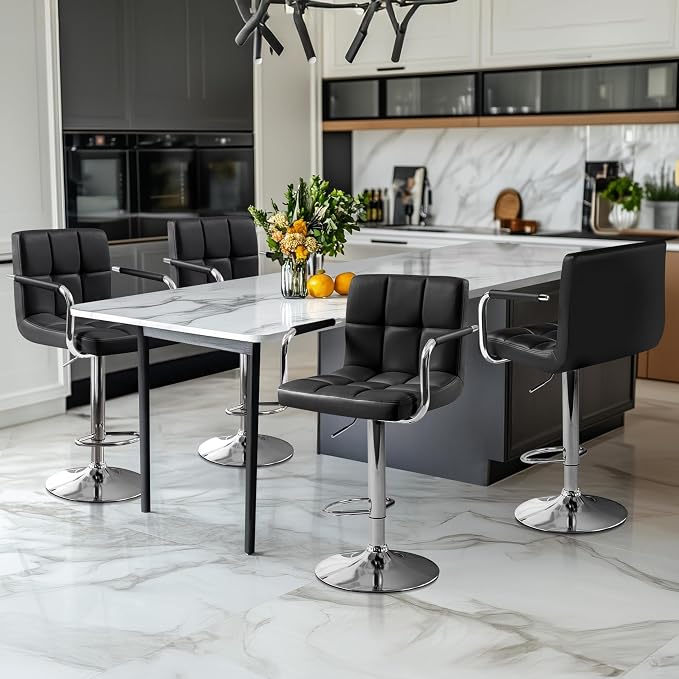 Yaheetech Bart Stools Set of 4, PU Leather Adjustable Barstools - Image 2