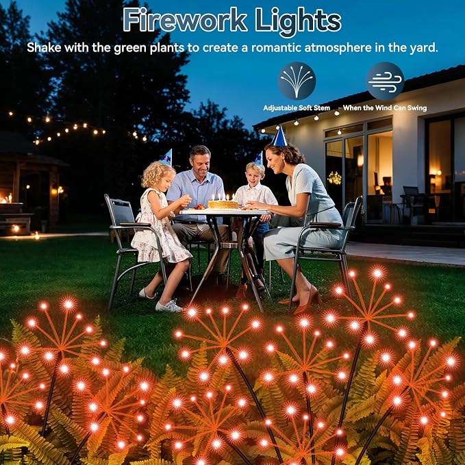 Solar Garden Lights 2 Pack Waterproof Swaying Starburst Light Solar Outdoor - Image 7