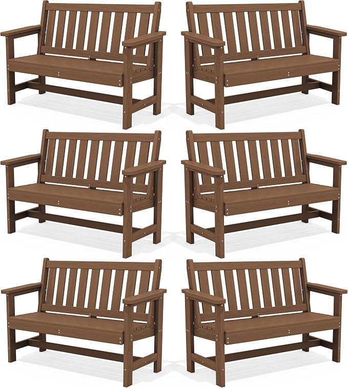 SERWALL Outdoor Bench, HDPE Outdoor Benches Weatherproof, 2-Person Garden Bench by SERWALL