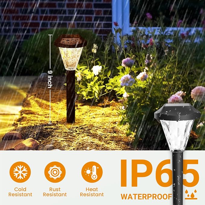 GIGALUMI 10 Pack Solar Lights Outdoor Waterproof, Outdoor Solar Lights - Image 2