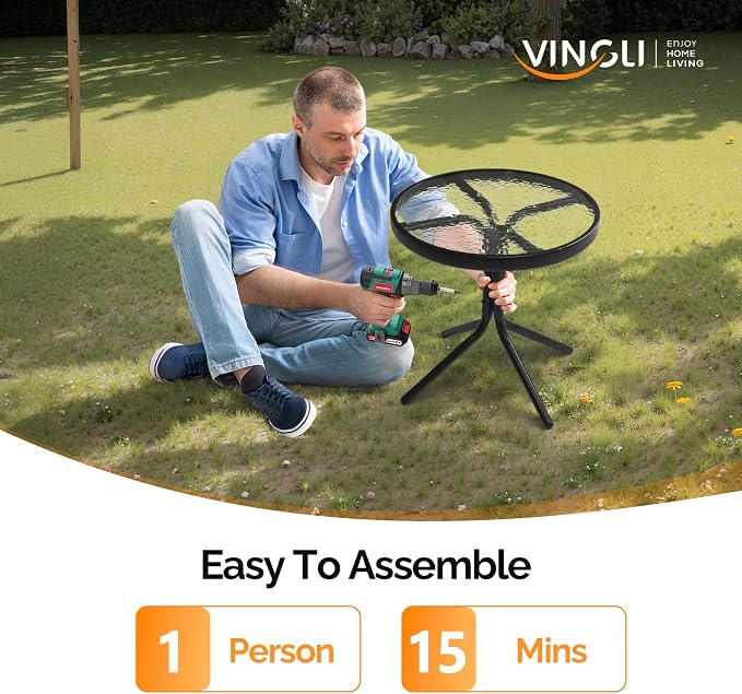 VINGLI Outdoor Side Table, Weatherproof Small Tables - Image 7