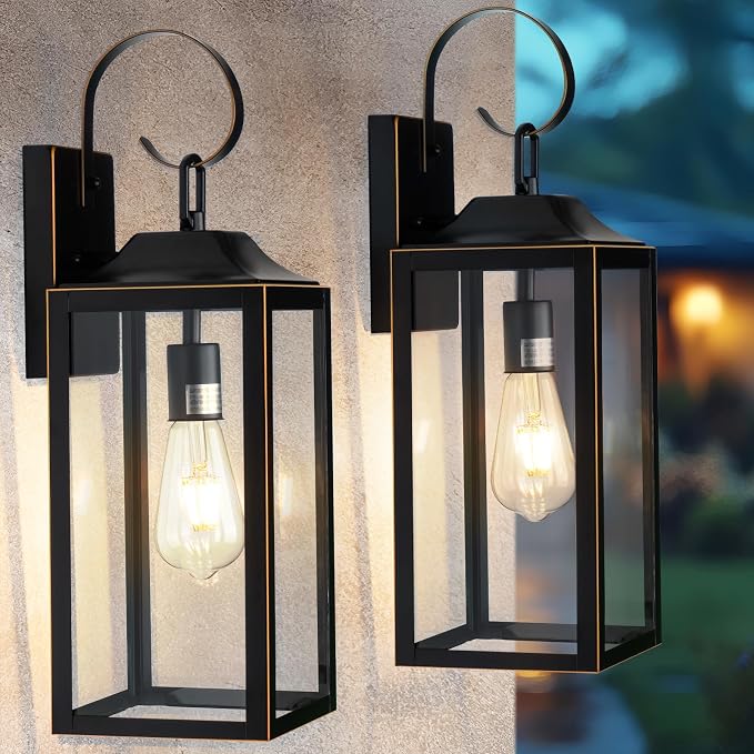 19" Large Outdoor Wall Light Fixtures, 2 Pack Black Exterior Light Fixtures - Image 8