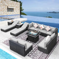 NICESOUL 13 Pcs Patio Set with Fire Pit Table, Modular 10-Seat Wicker Outdoor by NICESOUL
