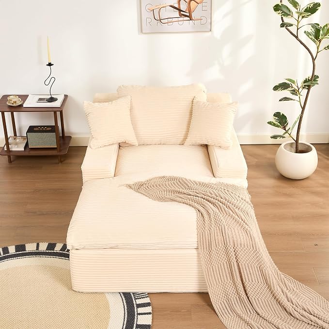 63" Chaise Lounge Chair Indoor, Set of Convertible Sleeper Sofa Couch - Image 9
