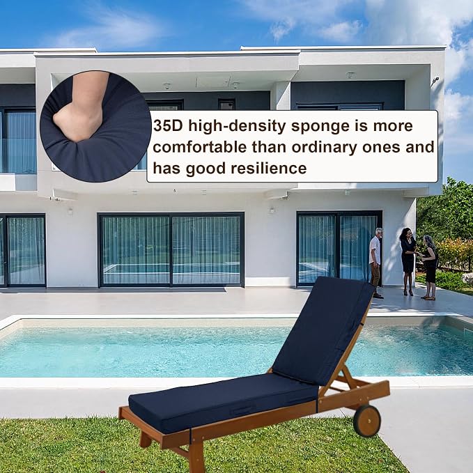 Outdoor Chaise Lounge Cushions, 4 Inch Thick Waterproof Fade Resistant Patio - Image 6