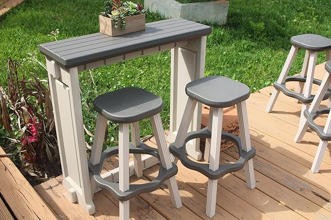 Single Bar Set Includes 2 Barstools Deep Grey Top & Warm Grey Base Ideal - Image 3