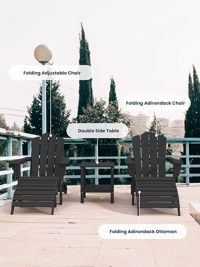 KINGYES Folding Adirondack Ottomans Set of 4 - Image 5