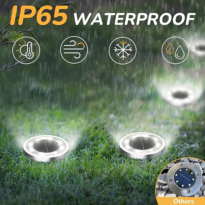 INCX Solar Ground Lights, 24 Pack Solars Light Outdoor Waterproof, Solar Garden - Image 3