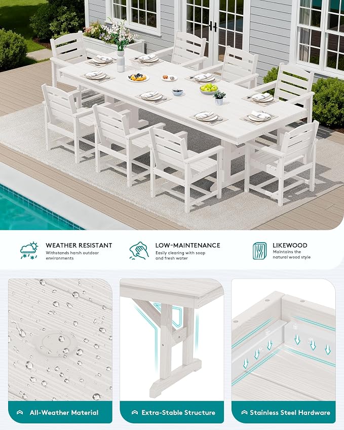 SERWALL 9 Piece Outdoor Dining Set - Image 3