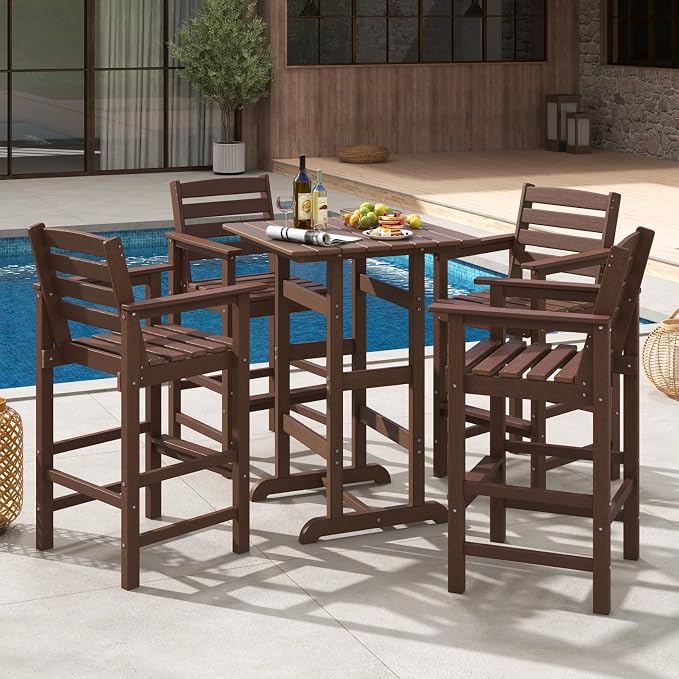 Giantex 42" Height Outdoor Tall Bar Table, HDPE Square Pub Tables - Image 4