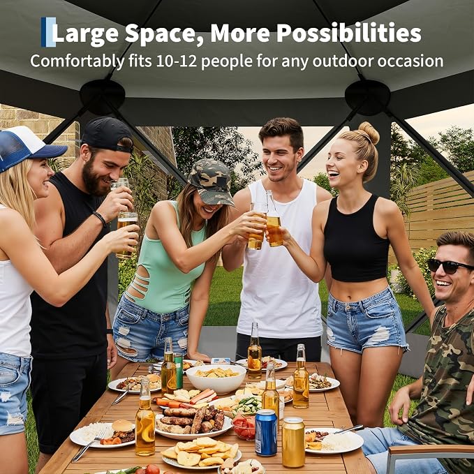 11.5x11.5FT 6-Sided Pop Up Gazebo Tent，One-Push Setup Canopy Tent - Image 5
