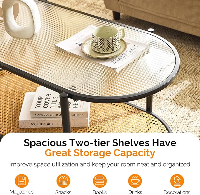 VINGLI 38" Oval Coffee Table - Image 4