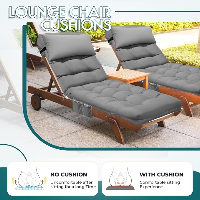 Outdoor Chaise Lounge Chair Cushion, Waterproof Outdoor Chair Cushions - Image 6