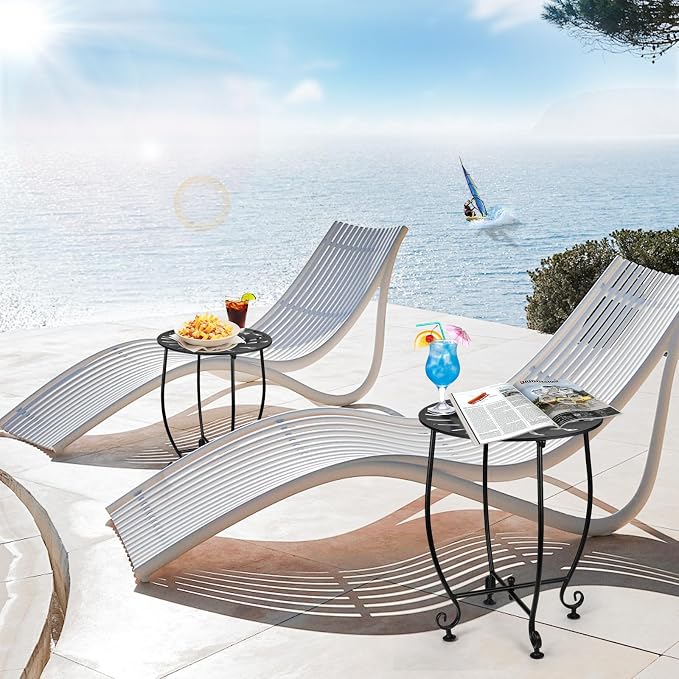 2 Pack Outdoor Side Tables for Patio, Weather Resistant Steel Patio Side Table - Image 5