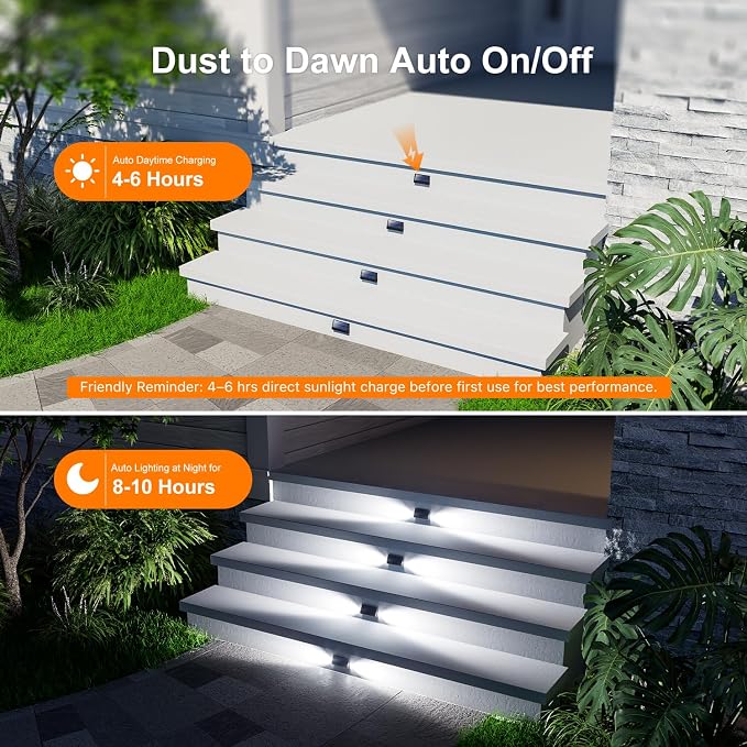 12 Pack Cool White Solar Powered Stair Lights - Image 4