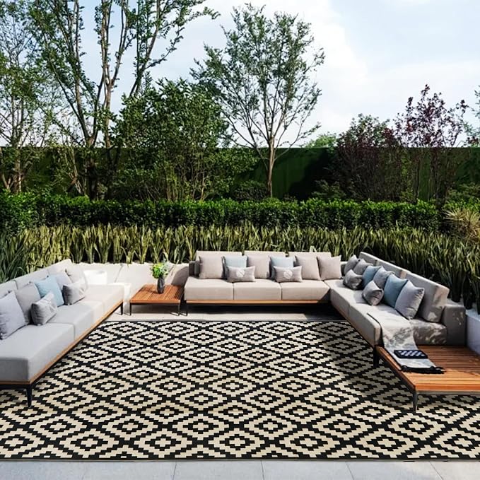 SAND MINE Waterproof Outdoor Rug 10x20 ft, Plastic Reversible Rug, Modern Area - Image 7