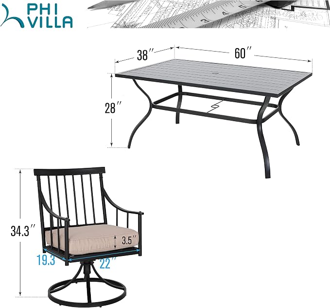 PHI VILLA 7 Pieces Outdoor Dining Set - Image 9