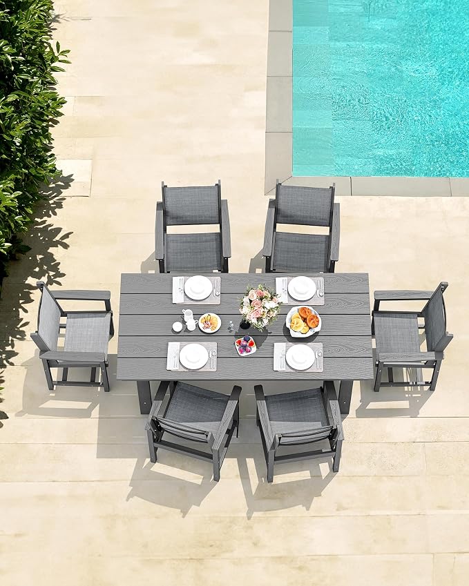 SERWALL Textilene Outdoor Dining Chair Set of 2, HDPE Frame - Image 9