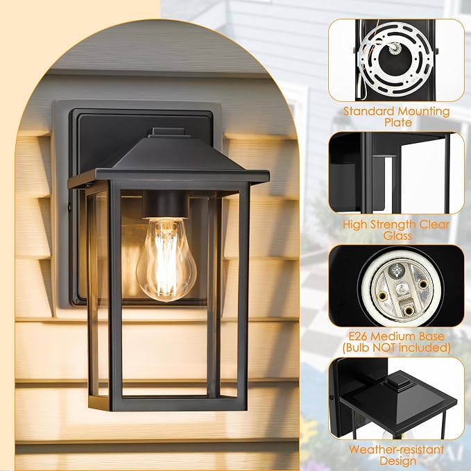Outdoor Wall Lantern, Exterior Waterproof Wall Sconce Lighting Fixture - Image 4