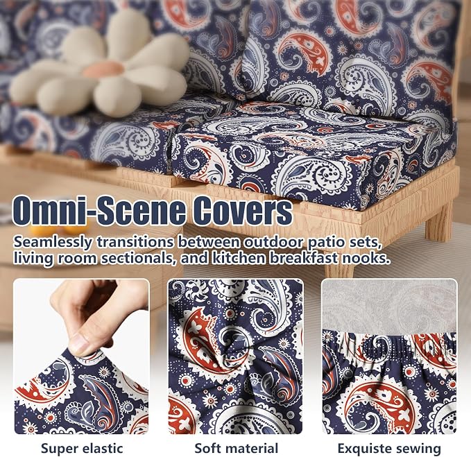 8Pcs Square Small Stretch Patio Cushion Covers, Couch & Sofa Replacement - Image 4