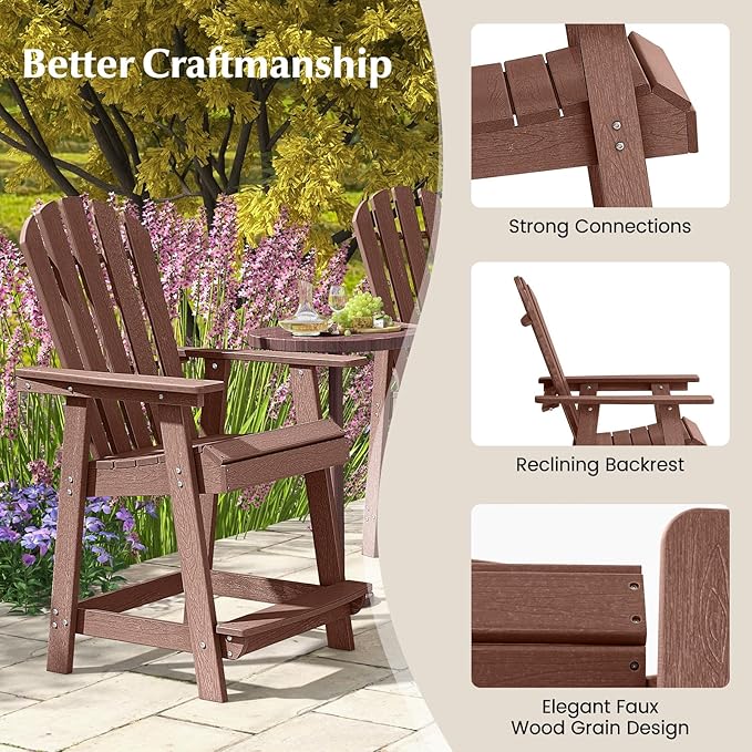 Tangkula Outdoor Bar Stool, HDPE Tall Adirondack Chair - Image 5