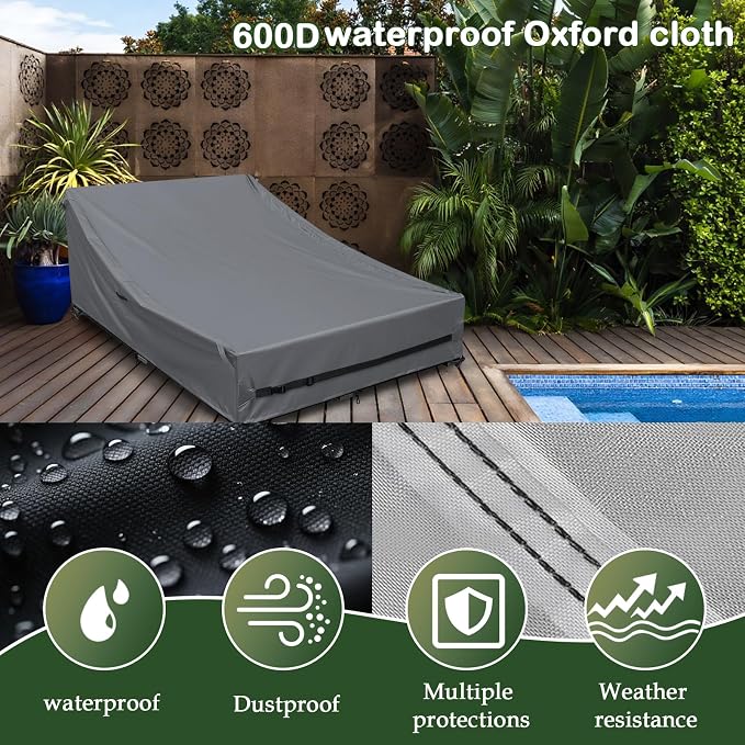 Outdoor Rattan Daybed Cover Heavy Duty 600D Weather-Resistant Waterproof Patio - Image 5