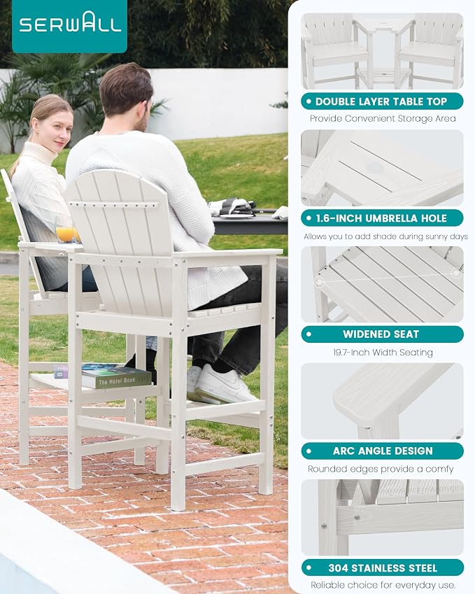 SERWALL Tall Adirondack Chairs Set of 4 - Image 4