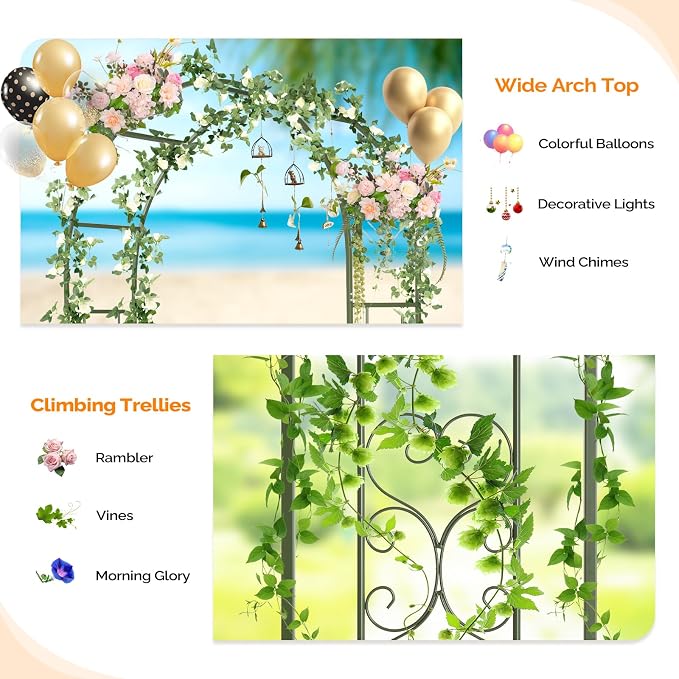 VINGLI Garden Arch Trellis, 7.6ft Arch Trellis - Image 4