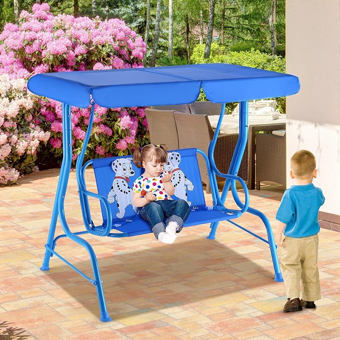 HONEY JOY Kids Patio Swing, 2-Seater Outdoor Porch Swing Lounge Chair, - Image 6